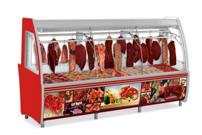 Tủ mát trưng bày thịt bò, quầy lạnh treo thịt bê bò